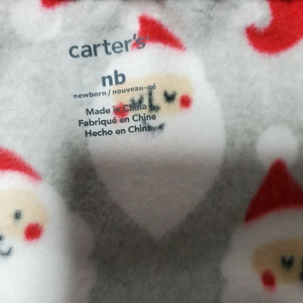 ‎Carters Santa Christmas Newborn Baby Footed Pajamas NWT